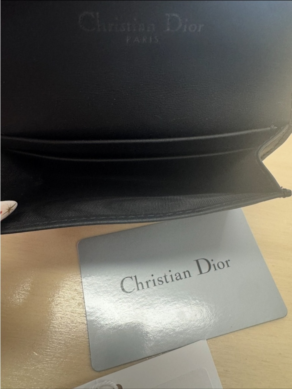 Dior Black Leather Card Holder with D Charm - Picture 5 of 7